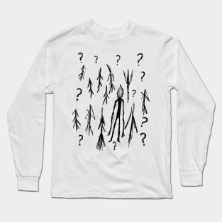 Enigmatic Shadows: Slender Man in the Woods Long Sleeve T-Shirt